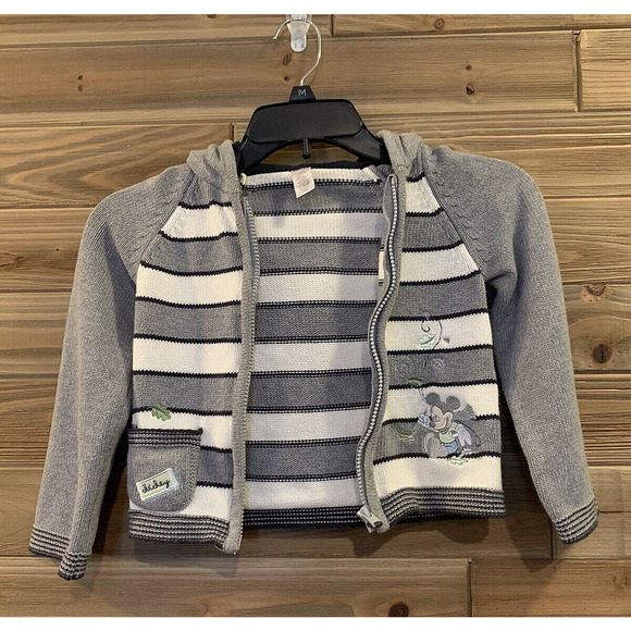 DISNEY MICKEY MOUSE Full Zip Hooded Sweater Jacket Kid's Toddlers Size 24 Months - Picture 2 of 9